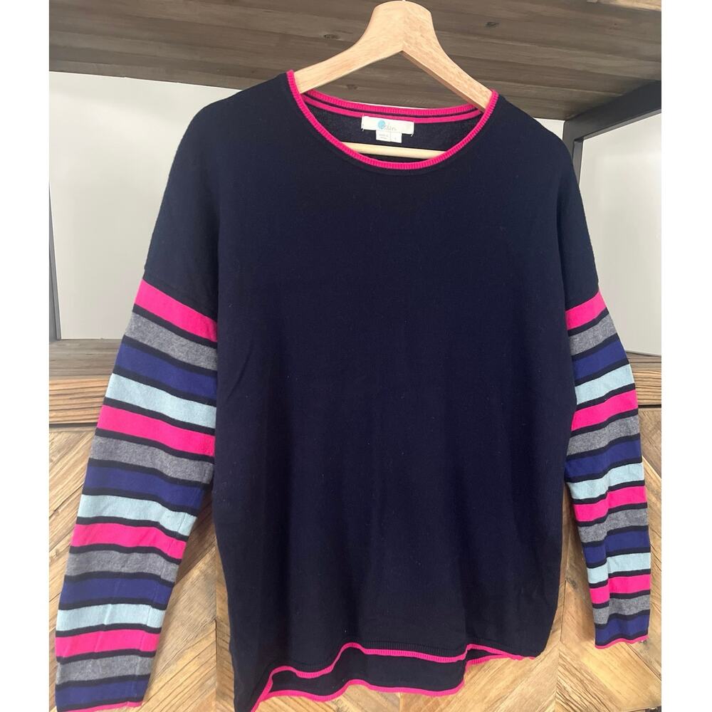 Boden Berwick Crewneck Sweater Small Navy Pink Wool Blend - Picture 4 of 9